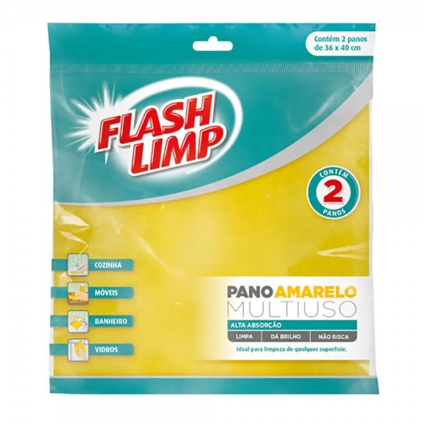 Pano multiuso amarelo flash limp com 2 unidades