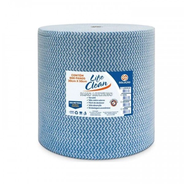 Pano multiuso life clean azul com 600 panos 300m