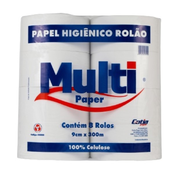 Papel higiênico rolão multi 300m 100% celulose 8 rolos