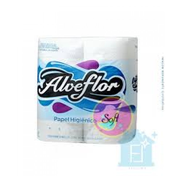 Papel higiênico alveflor folha simples com 4 unidades