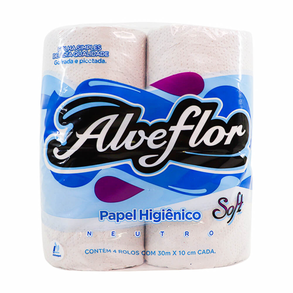 Papel higiênico alveflor folha simples com 64 unidades