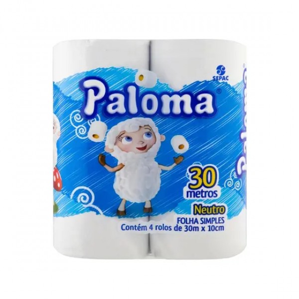 Papel higiênico paloma folha simples com 64 unidades