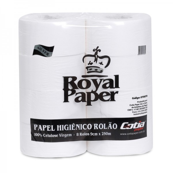 Papel higiênico rolão royal silver 250m 100% celulose