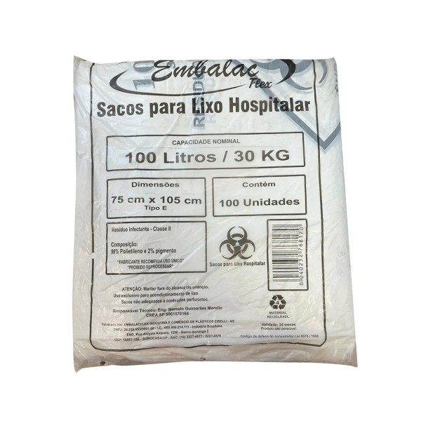 Saco l 100l infectante embalac com 100 unidades