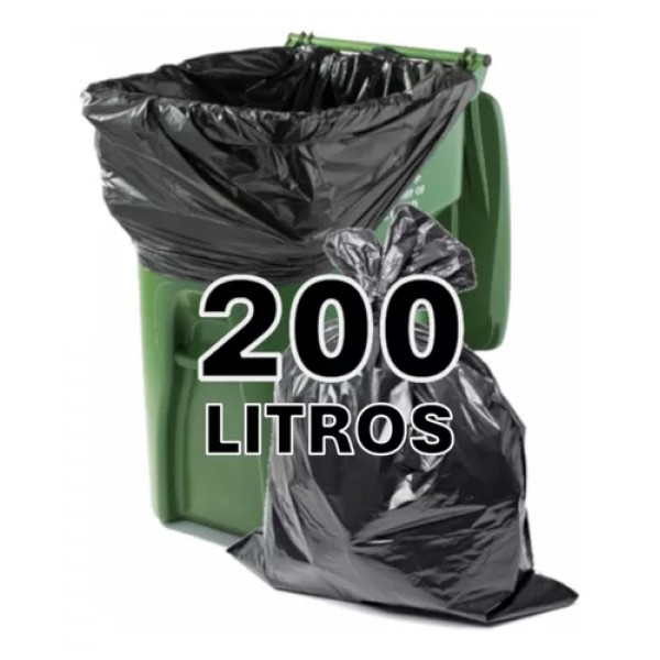 Saco l 200l 100x115 preto reforçado com 35 unidades