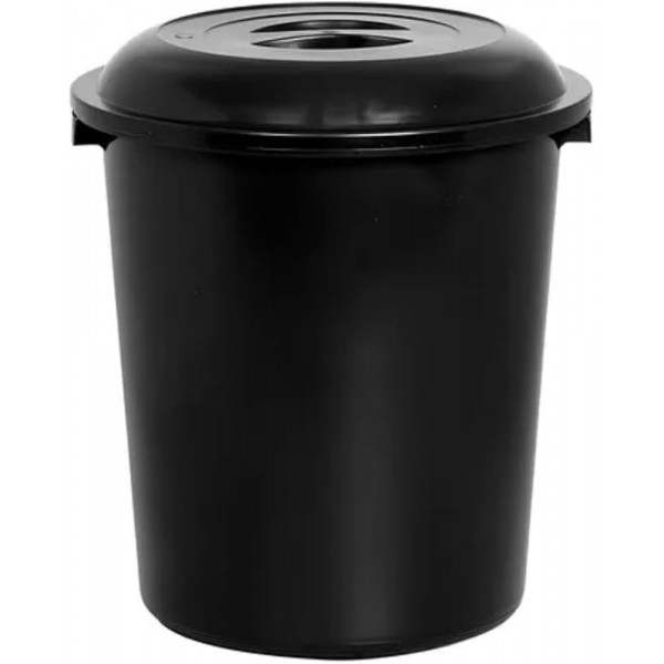 Cesto preto com tampa plasnew 100l