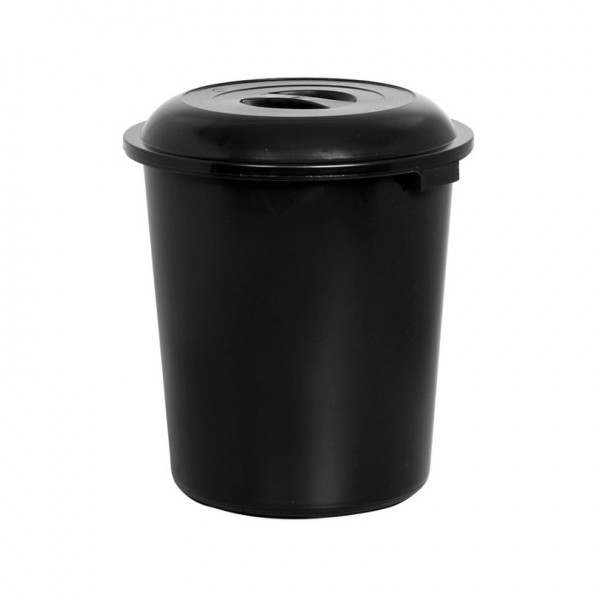 Cesto preto com tampa plasnew 30l