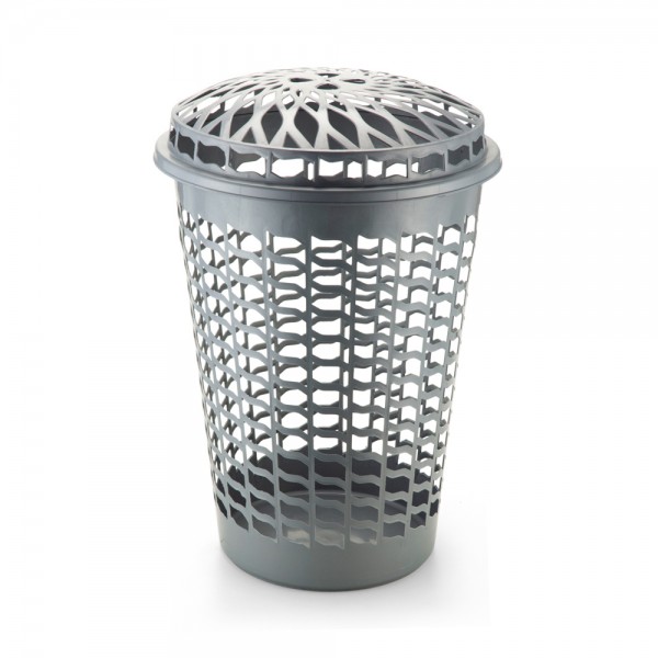Cesto telado para roupas cinza plasnew 56l