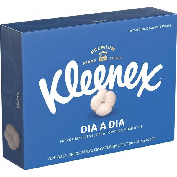 Lenço de papel folha dupla kleenex com 50