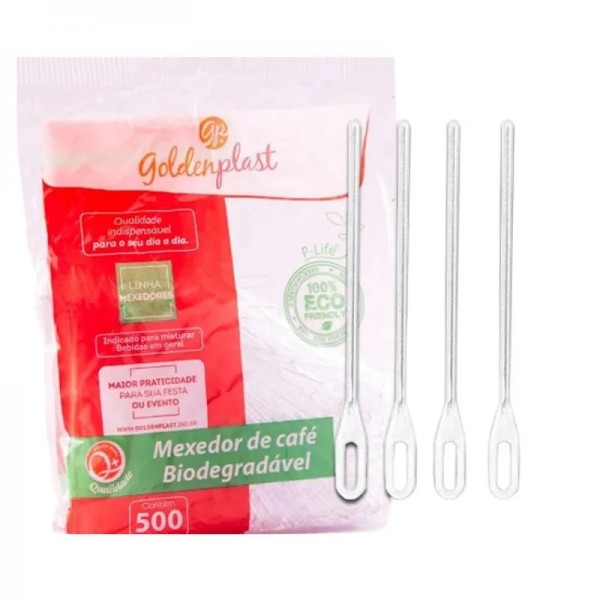 Mexedor de café goldenplast com 500 unidades