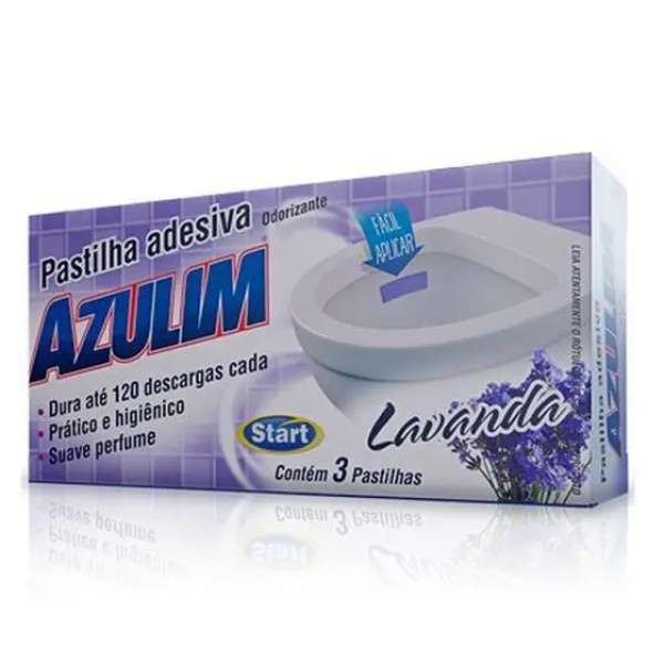 Pastilha adesiva azulin lavanda com 3 unidades