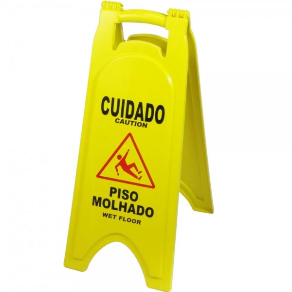 Placa sinalização piso molhado cleaner