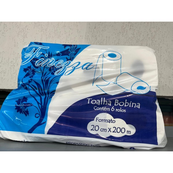 Papel toalha bobina finezza 100% celulose 6x200m