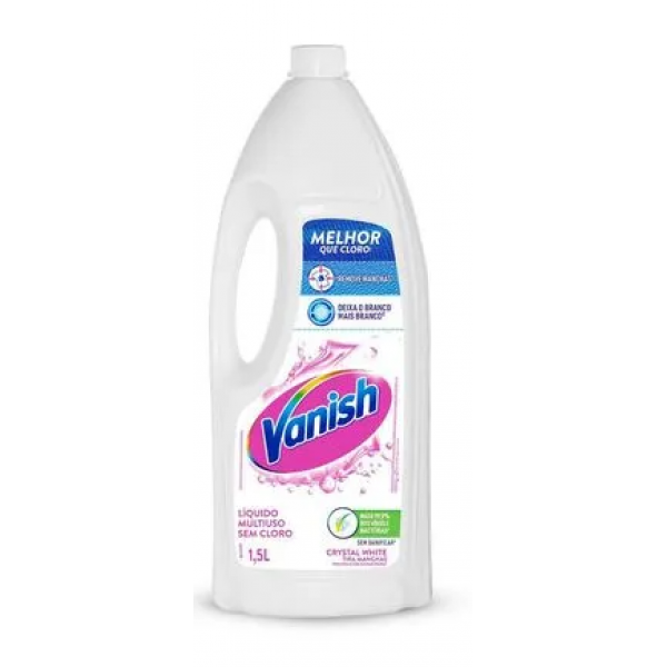 Tira Manchas Líquido Vanish Crystal White 1,5L para roupas brancas